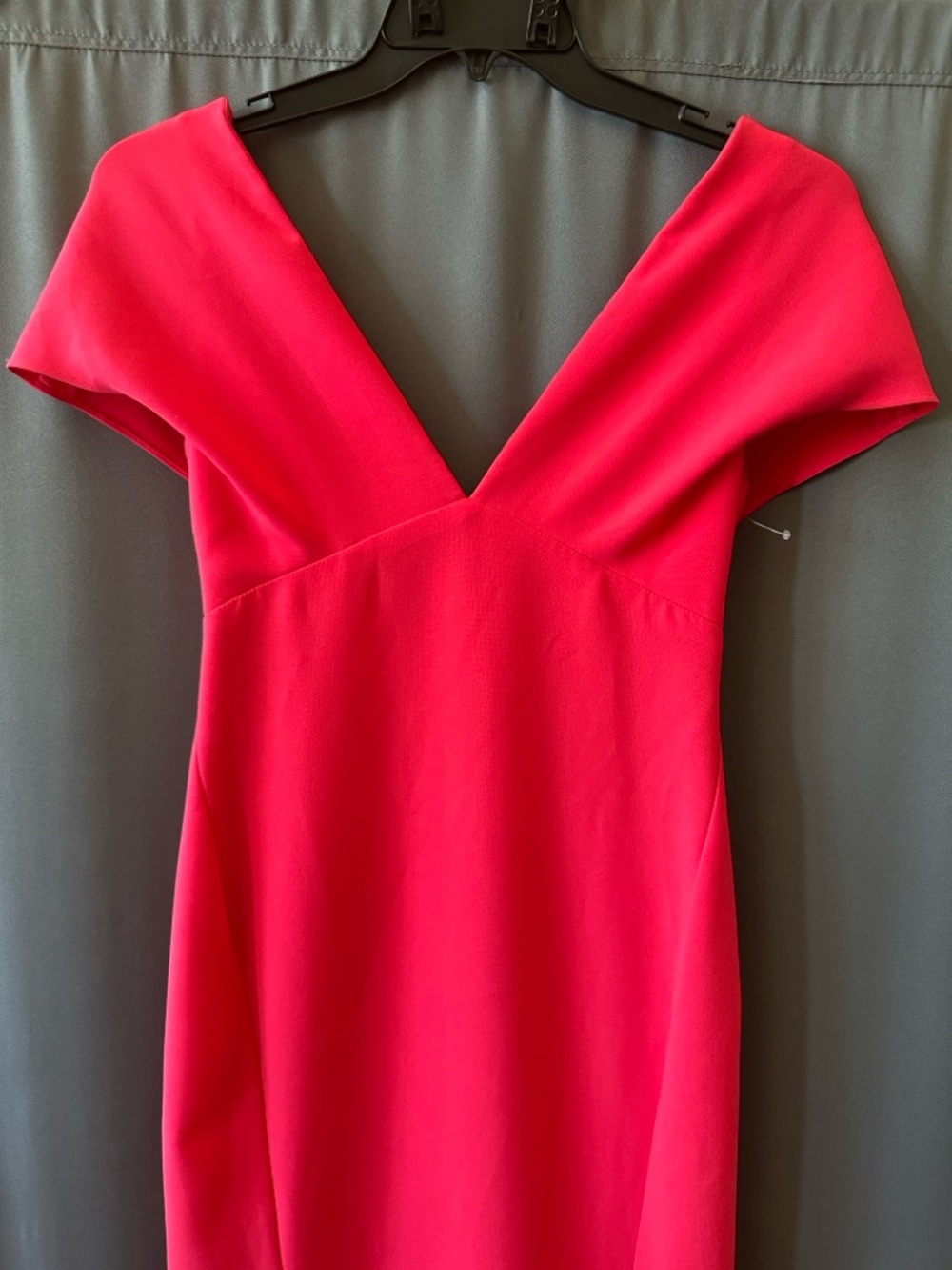 Amsale Flutter Sleeves Crepe Gown, Sz 4, New,$1250, Red With Pink Shade - Picture 8 of 13